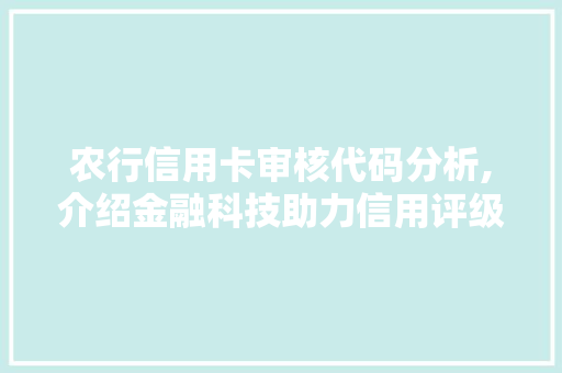 农行信用卡审核代码分析,介绍金融科技助力信用评级