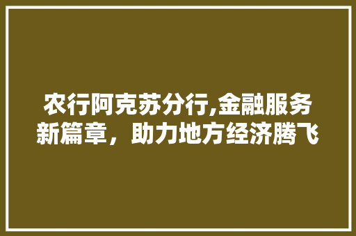 农行阿克苏分行,金融服务新篇章，助力地方经济腾飞