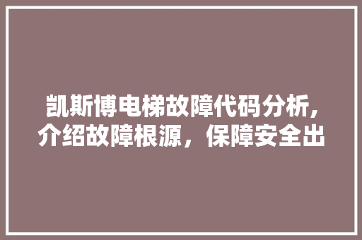 凯斯博电梯故障代码分析,介绍故障根源，保障安全出行