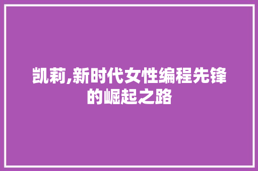 凯莉,新时代女性编程先锋的崛起之路