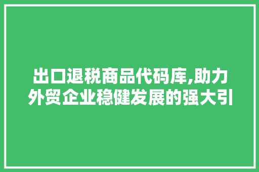 出口退税商品代码库,助力外贸企业稳健发展的强大引擎