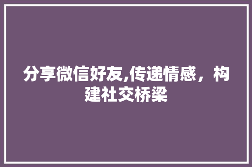 分享微信好友,传递情感，构建社交桥梁