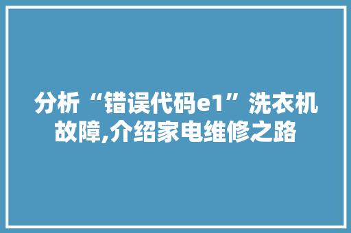 分析“错误代码e1”洗衣机故障,介绍家电维修之路