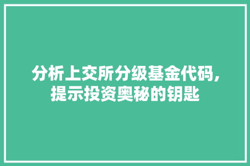 分析上交所分级基金代码,提示投资奥秘的钥匙