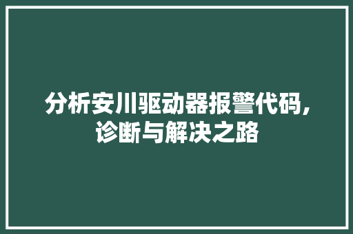 分析安川驱动器报警代码,诊断与解决之路