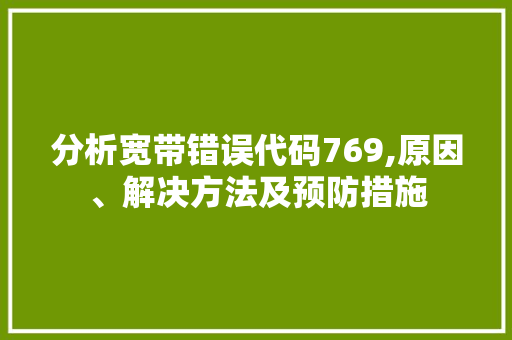 分析宽带错误代码769,原因、解决方法及预防措施