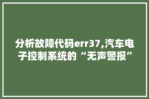 分析故障代码err37,汽车电子控制系统的“无声警报”