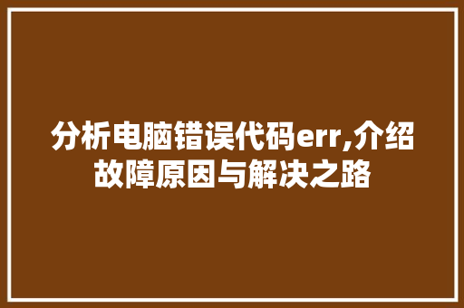 分析电脑错误代码err,介绍故障原因与解决之路