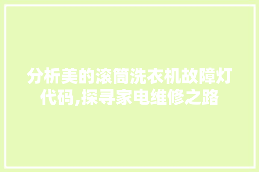 分析美的滚筒洗衣机故障灯代码,探寻家电维修之路