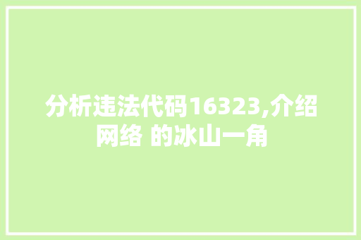 分析违法代码16323,介绍网络 的冰山一角