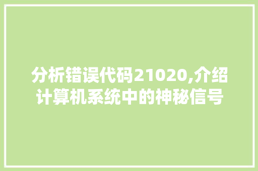 分析错误代码21020,介绍计算机系统中的神秘信号