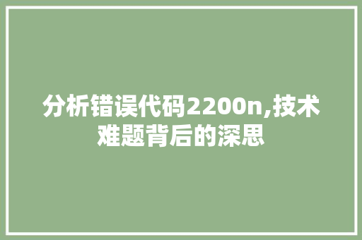 分析错误代码2200n,技术难题背后的深思