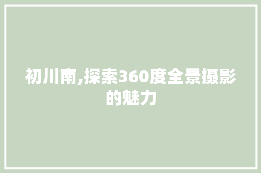 初川南,探索360度全景摄影的魅力