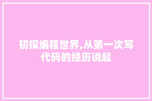 初探编程世界,从第一次写代码的经历说起