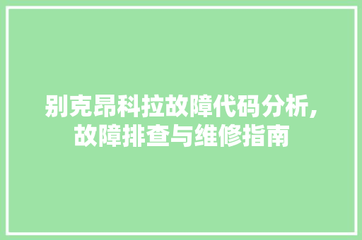 别克昂科拉故障代码分析,故障排查与维修指南