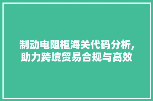 制动电阻柜海关代码分析,助力跨境贸易合规与高效