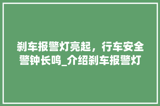 刹车报警灯亮起，行车安全警钟长鸣_介绍刹车报警灯代码背后的秘密