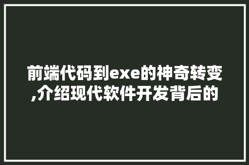 前端代码到exe的神奇转变,介绍现代软件开发背后的秘密