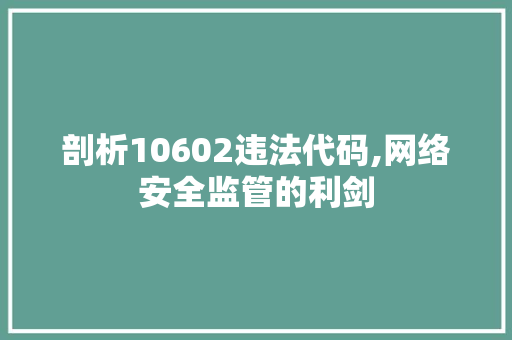 剖析10602违法代码,网络安全监管的利剑