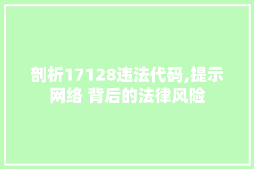 剖析17128违法代码,提示网络 背后的法律风险