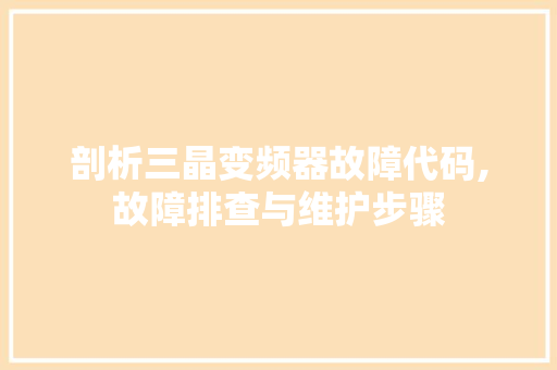 剖析三晶变频器故障代码,故障排查与维护步骤