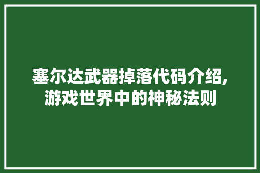 塞尔达武器掉落代码介绍,游戏世界中的神秘法则