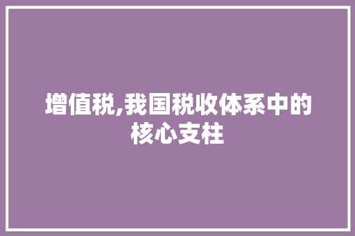 增值税,我国税收体系中的核心支柱