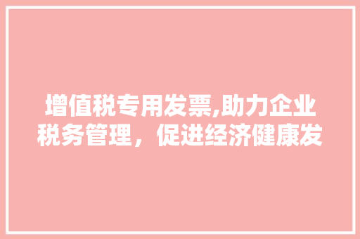 增值税专用发票,助力企业税务管理，促进经济健康发展