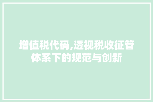 增值税代码,透视税收征管体系下的规范与创新