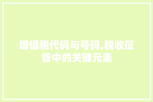 增值税代码与号码,税收征管中的关键元素