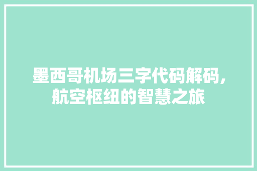 墨西哥机场三字代码解码,航空枢纽的智慧之旅