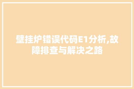 壁挂炉错误代码E1分析,故障排查与解决之路