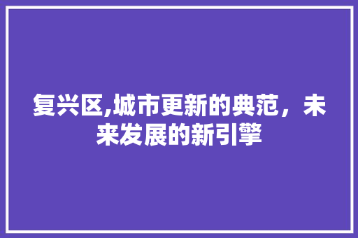 复兴区,城市更新的典范，未来发展的新引擎