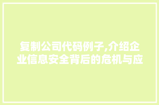 复制公司代码例子,介绍企业信息安全背后的危机与应对步骤