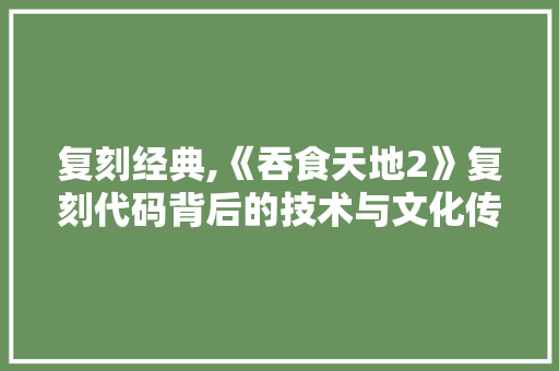 复刻经典,《吞食天地2》复刻代码背后的技术与文化传承