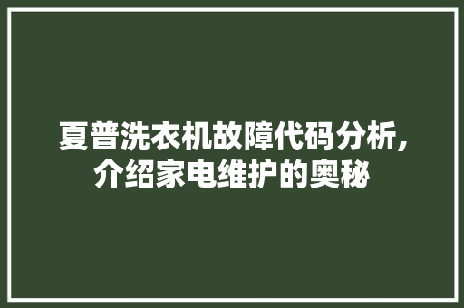 夏普洗衣机故障代码分析,介绍家电维护的奥秘