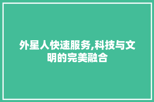 外星人快速服务,科技与文明的完美融合