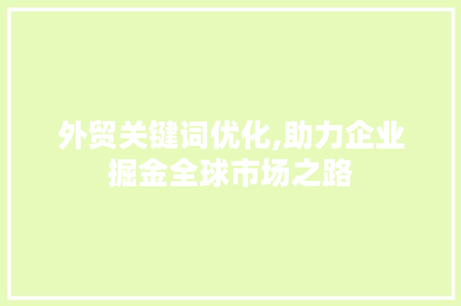 外贸关键词优化,助力企业掘金全球市场之路