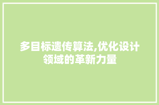 多目标遗传算法,优化设计领域的革新力量