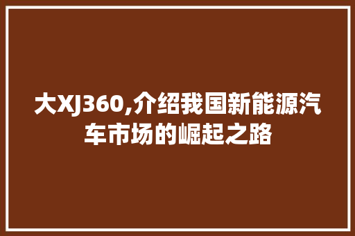 大XJ360,介绍我国新能源汽车市场的崛起之路