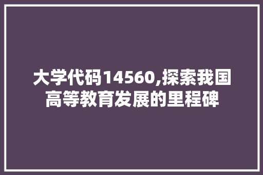 大学代码14560,探索我国高等教育发展的里程碑