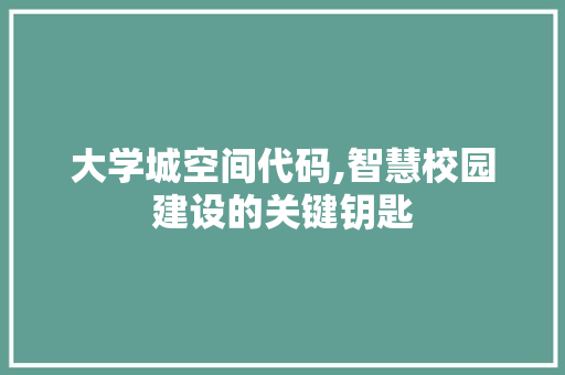 大学城空间代码,智慧校园建设的关键钥匙