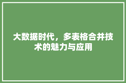 大数据时代，多表格合并技术的魅力与应用