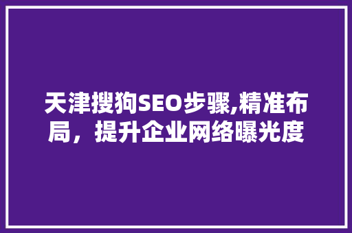 天津搜狗SEO步骤,精准布局，提升企业网络曝光度