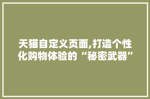 天猫自定义页面,打造个性化购物体验的“秘密武器”