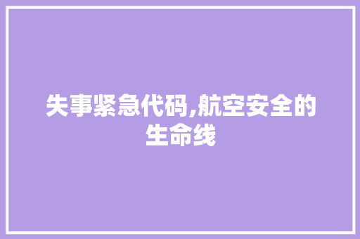 失事紧急代码,航空安全的生命线