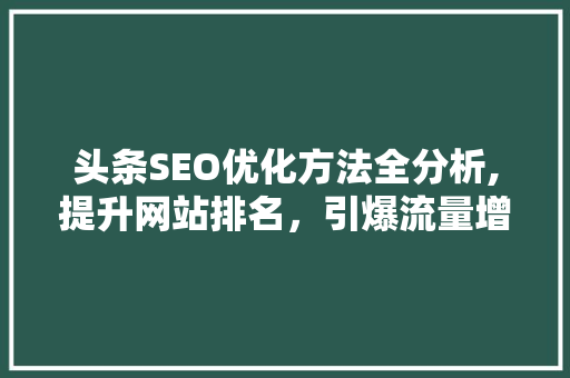 头条SEO优化方法全分析,提升网站排名，引爆流量增长