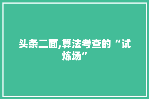 头条二面,算法考查的“试炼场”