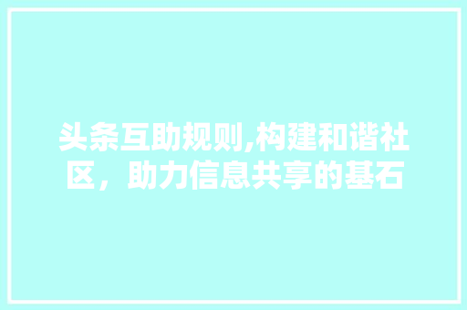 头条互助规则,构建和谐社区，助力信息共享的基石