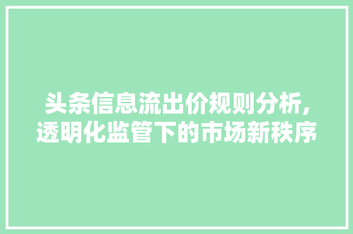 头条信息流出价规则分析,透明化监管下的市场新秩序